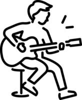 An outline style icon showing guitar player vector