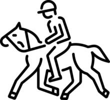 A trendy line style icon showing a character doing horse riding vector
