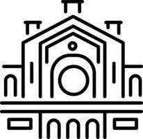 A line style icon depicting ally pally building vector