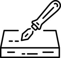 An outline style icon of marking knife vector