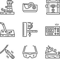 Set of Workshop Tools Line Style Icons vector