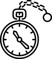 A line style icon depicting a pocket watch vector