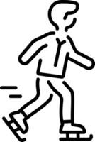 A line style icon showing a character doing ice skating vector