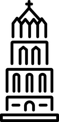 A line style icon showing dome tower structure