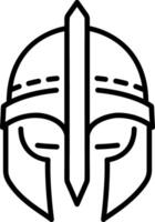 A linear style icon depicting a knight helmet vector