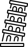 A linear icon showing pisa tower landmark vector