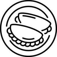 A linear icon showing cornish pasty dish vector