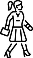 An outline style icon showing a character wearing haute couture vector