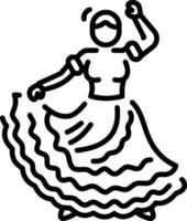 A linear style icon of flamenco dancer vector