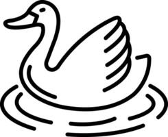 A linear icon depicting a swan bird floating in water vector
