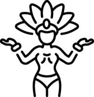A linear icon of samba queen in costume vector
