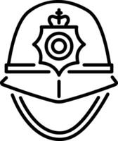 A linear icon depicting a bobby helmet vector
