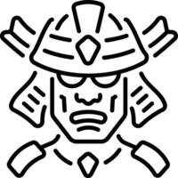 An icon of samurai character in line style vector