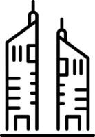 A linear icon depicting emirates towers skyline vector