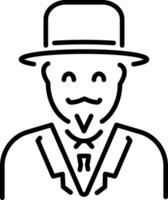 An outline style icon of bowler hat vector