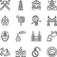 Set of London Artwork Linear Style Icons vector