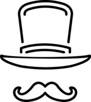A linear icon depicting victorian mustache with a hat vector