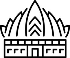 A linear style icon of lotus building vector