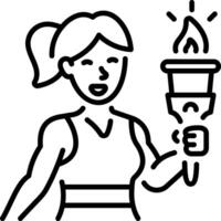 A line style icon showing a character holding olympic flame vector
