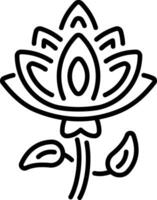 A linear style icon showing a lotus flower vector