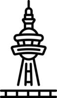An outline style icon of cn tower vector