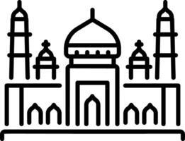 A linear style icon of badshahi mosque vector