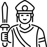 A line style icon of mapuche warrior vector