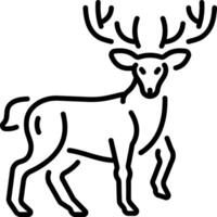 A linear icon showing a deer having big antlers vector