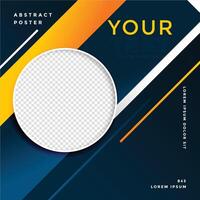 abstract design with a circle and a blue and orange background vector