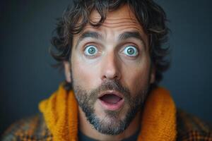 a man with a surprised look on his face photo