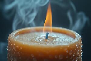 a candle with smoke coming out of it photo
