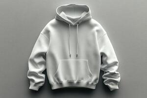 white hoodie mockup on gray background photo