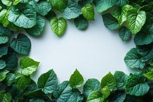 green leaves on white background photo