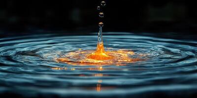 water drop with a yellow light on top photo