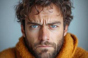 a man with blue eyes and a beard photo