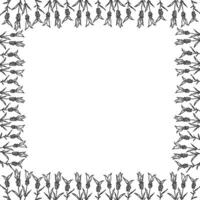 Flourish lavender frame. Trendy botany graphic template. Flowers sketch empty frame box vector
