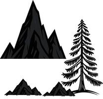 Monochrome Mountains and Pine Tree vector