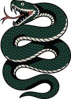 Coiled Green Snake with Open Mouth vector