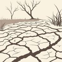 Illustration of soil cracking in summer vector