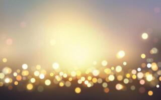 Soft Glowing Lights Bokeh with Warm Sunset TonesElegant blur of golden and pastel dots on gradient background, Background decoration vector
