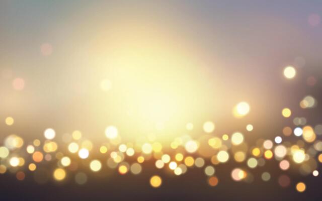 Soft Glowing Lights Bokeh with Warm Sunset TonesElegant blur of golden and pastel dots on gradient background, Background decoration