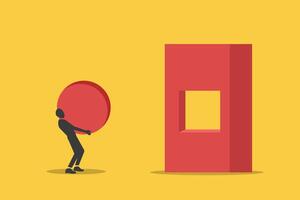 Businessman bring ball. concept of struggle, challenge, difficulty. Minimal design eps10 illustration vector