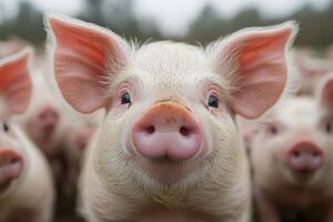 a group of pigs looking at the camera photo