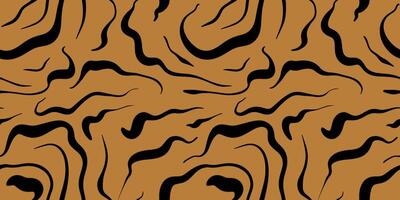 Abstract seamless pattern featuring flowing black lines on a warm brown background vector