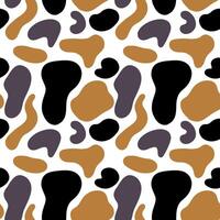 Abstract seamless pattern with organic shapes in brown, black, and purple tones on white background vector