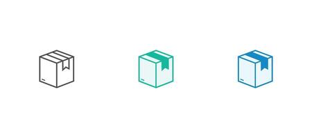 Box and Packaging line icon set. Set of icons related to cargo, box, pack, crumpled box, delivery, pack box and others. illustration. vector