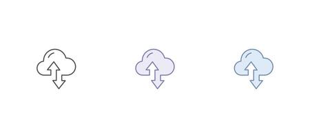 Collection of line icons related to cloud computing, cloud services, servers, digital transformation in gradient colours. vector
