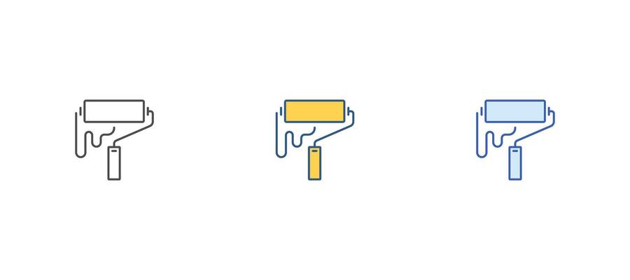 Paint icon isolated on white background. Paint brush icon. Paint roller icon