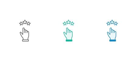 Customer hand give rating stars. illustration of review rating and feedback. Flat design isolated on white background. vector