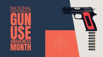 National Defensive Gun Use Awareness Month background template. Defense and Responsibility, Promoting Safe Gun Use vector
